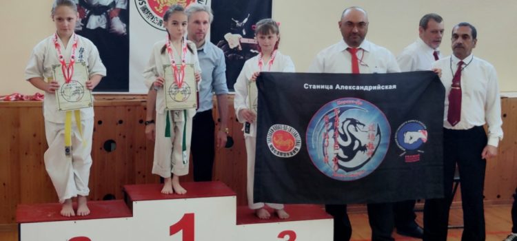 На соревнованиях по каратэ в Черкесске казачата Александрийского станичного общества завоевали полный комплект медалей